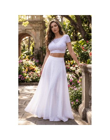 Top sexy court blanc bi matière réversible