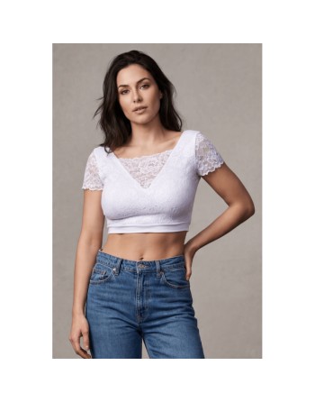 Top sexy court blanc bi matière réversible