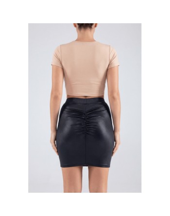 Jupe courte noire Kyra avec zip fonctionnel sur le côté