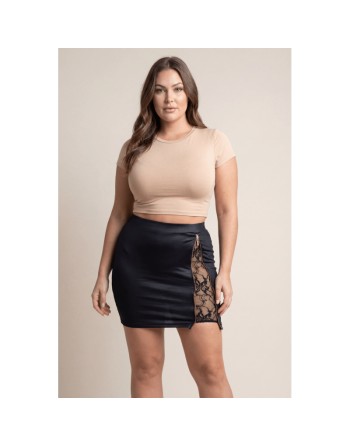 Jupe courte noire Kyra avec zip fonctionnel sur le côté