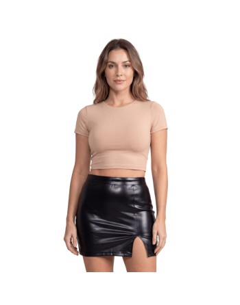 Jupe sexy courte noire wetlook Alessia