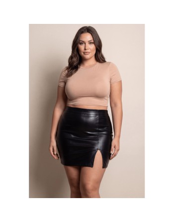 Jupe sexy courte noire wetlook Alessia
