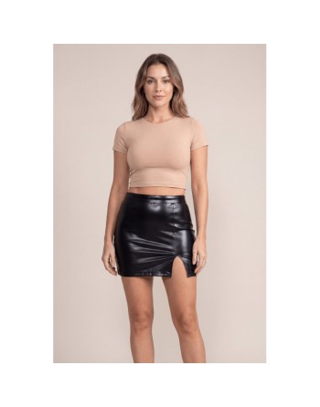 Jupe sexy courte noire wetlook Alessia