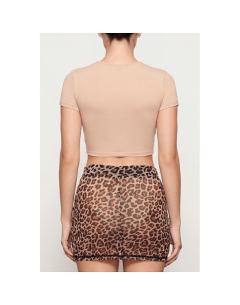 Jupe en résille transparente imprimé léopard Clara