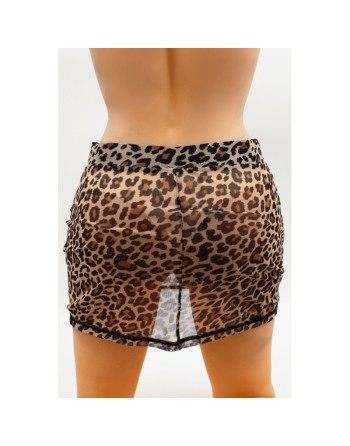 Jupe en résille transparente imprimé léopard Clara