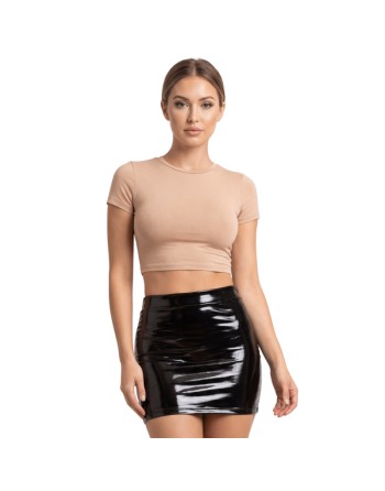 Jupe noire en simili cuir avec zip Lara