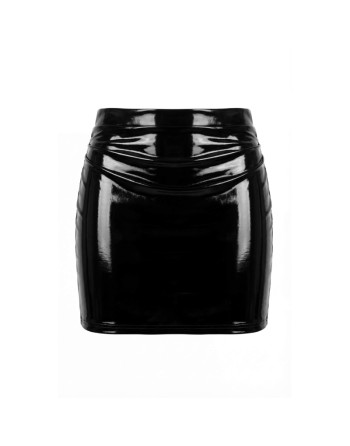 Jupe noire en simili cuir avec zip Lara