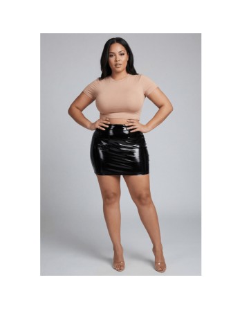 Jupe noire en simili cuir avec zip Lara