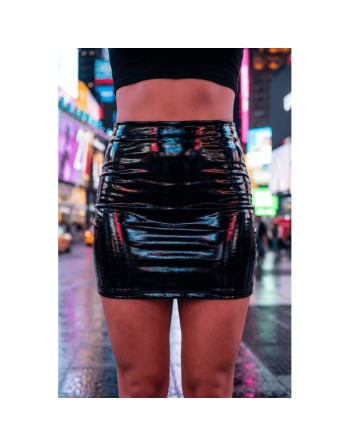 Jupe noire en simili cuir avec zip Lara