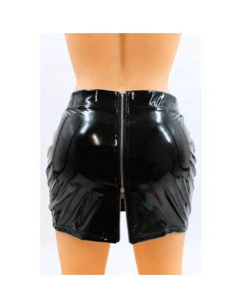 Jupe noire en simili cuir avec zip Lara