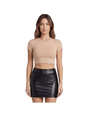 Jupe noire en simili cuir mat Sifia