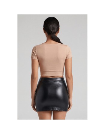 Jupe noire en simili cuir mat Sifia