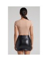Jupe noire en simili cuir mat Sifia