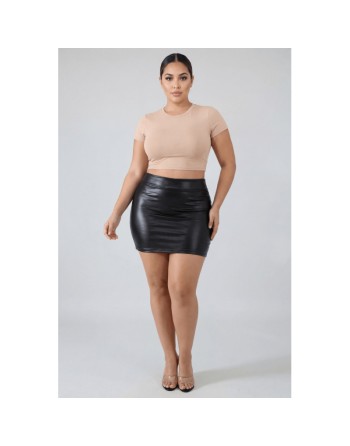 Jupe noire en simili cuir mat Sifia