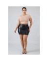 Jupe noire en simili cuir mat Sifia