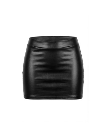 Jupe noire en simili cuir mat Sifia