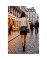 Jupe noire en simili cuir mat Sifia