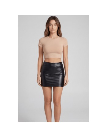 Jupe noire en simili cuir mat Sifia