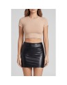 Jupe noire en simili cuir mat Sifia