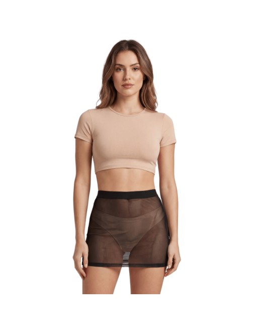 Jupe noire en résille transparente Maya
