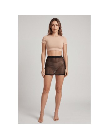 Jupe noire en résille transparente Maya
