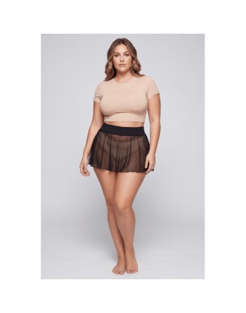 Mini jupe noire en résille transparente Stella