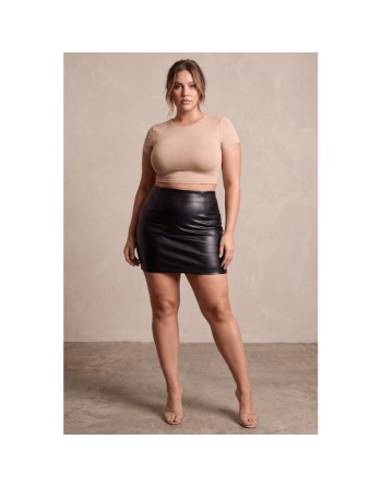 Jupe courte simili cuir noir Paula