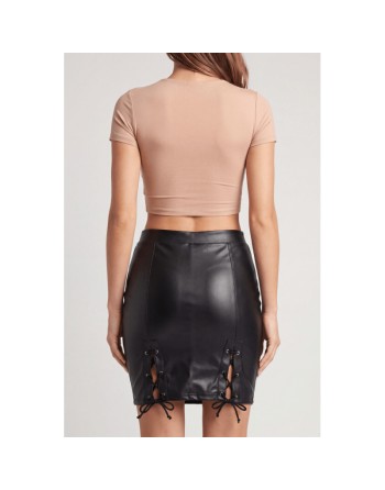 Jupe longue simili cuir noir Paloma