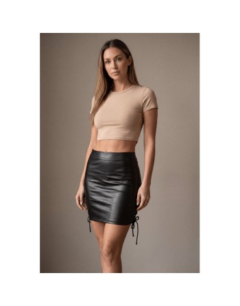 Jupe longue simili cuir noir Paloma