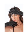Une paire de gants satinés noirs avec strass - Mapalé