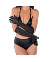 Une paire de gants satinés noirs avec strass - Mapalé