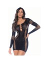 Robe manches longues en résille noire 