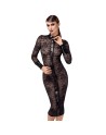 F376 Noirelle Robe à boutons mi-longue en dentelle