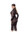 F376 Noirelle Robe à boutons mi-longue en dentelle