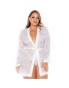 Peignoir grande taille en dentelle blanche 