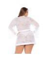 Peignoir grande taille en dentelle blanche 