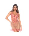 Nuisette en résille brodée avec string 