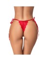 String sexy rouge en dentelle ajourée avec liens réglables 