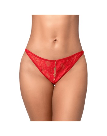 String sexy rouge en dentelle avec chaînes 
