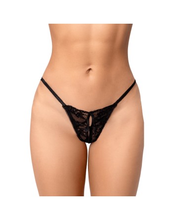 String noir classique en dentelle 