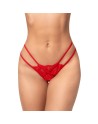 String rouge en dentelle à lanières avec anneau 