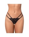String noir en dentelle à lanières avec anneau 