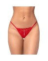 String ouvert rouge en dentelle avec perle suspendue