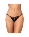 String ouvert noir en dentelle avec perle suspendue