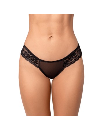Culotte noire ouverte en dentelle 