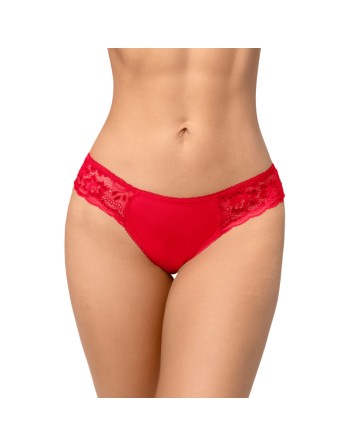 Culotte rouge ouverte en dentelle 