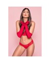 Culotte rouge ouverte en dentelle 