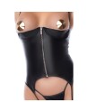 Bustier seins nus noir effet wetlook avec porte-jarretelles – Mapalé