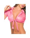 Top court rose wetlook avec noeud de cravate 