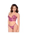 Ensemble sexy 2 pièces bustier  string en dentelle satinée 